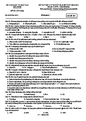 Đề thi thử Tốt nghiệp THPT môn Sinh học - Mã đề 205 - Năm học 2020-2021 - Sở giáo dục và đào tạo Bắc Ninh (Có đáp án)